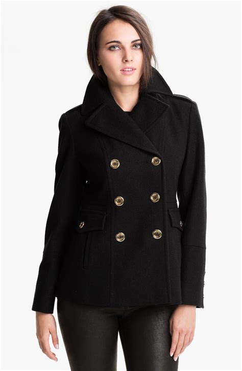 wool blend peacoat michael kors|michael kors double breasted peacoat.